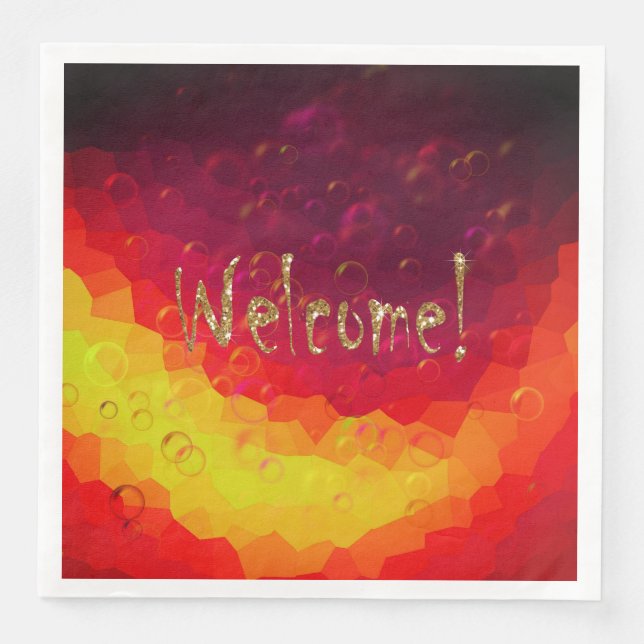 Welcome!, elegant paper dinner napkins (Front)