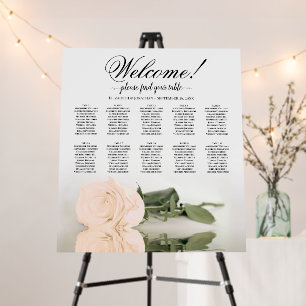 Welcome! Elegant Peach Rose 10 Table Seating Chart Foam Board