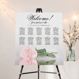 Welcome! Elegant Pink Rose 10 Table Seating Chart Foam Board