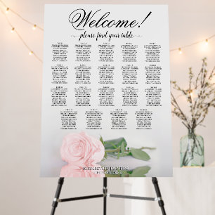 Welcome! Elegant Pink Rose 19 Table Seating Chart Foam Board