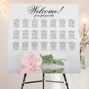 Welcome! Elegant Pink Rose 21 Table Seating Chart Foam Board