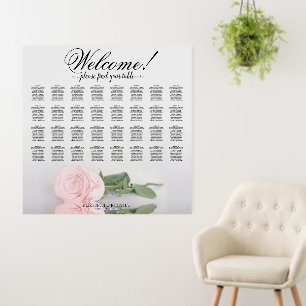 Welcome! Elegant Pink Rose 32 Table Seating Chart Foam Board