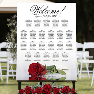 Welcome! Elegant Red Rose 22 Table Seating Chart Foam Board