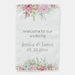 Welcome elegant sophisticated wedding message  garden flag