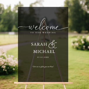WELCOME! Elegant, Transparent, Black, Wedding  Acrylic Sign
