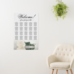 Welcome! Elegant White Rose 20 Table Seating Chart Foam Board