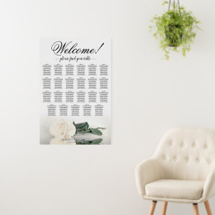 Welcome! Elegant White Rose 23 Table Seating Chart Foam Board