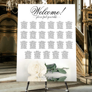 Welcome! Elegant White Rose 23 Table Seating Chart Foam Board