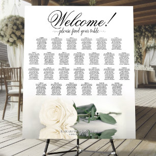 Welcome! Elegant White Rose 26 Table Seating Chart Foam Board