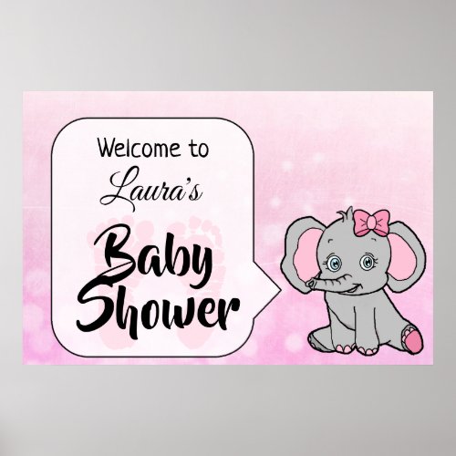Welcome Elephant Themed Baby Shower Banner Poster