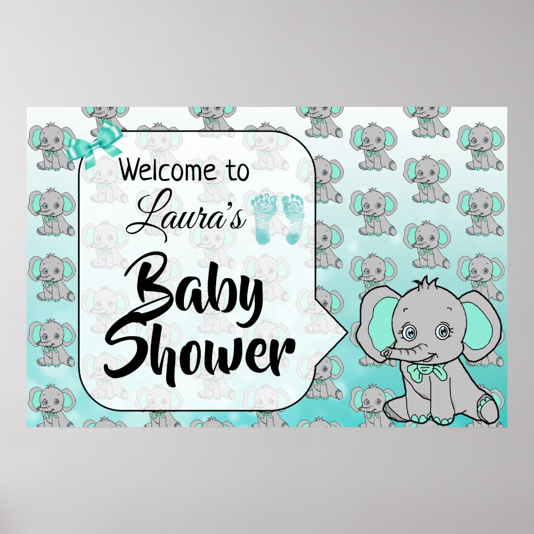 Welcome Elephant Themed Baby Shower Banner Poster | Zazzle