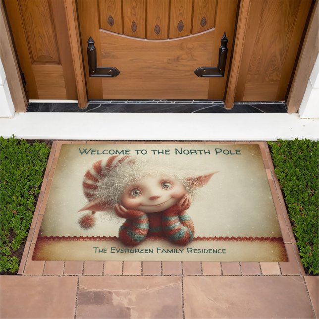 Welcome Elf Entry | North Pole Christmas Doormat (Outdoor)