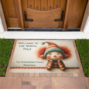 Welcome Elf Entry North Pole Christmas Doormat