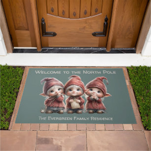 Welcome Elf Entry North Pole Christmas Doormat