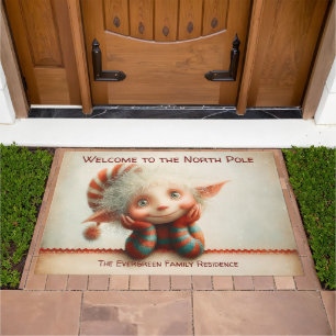 Welcome Elf Entry North Pole Christmas Doormat