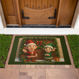 Welcome Elf Entry North Pole Christmas Doormat