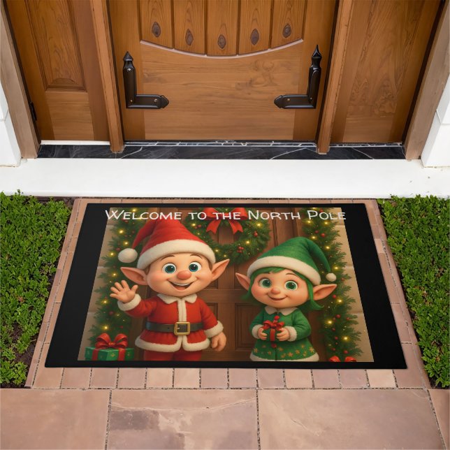 Welcome Elf Entry | North Pole Christmas Doormat (Outdoor)