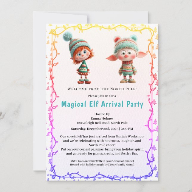 Welcome Elf Party | North Pole Arrival Celebration Invitation (Front)