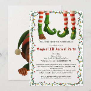 Welcome Elf Party North Pole Arrival Celebration Invitation