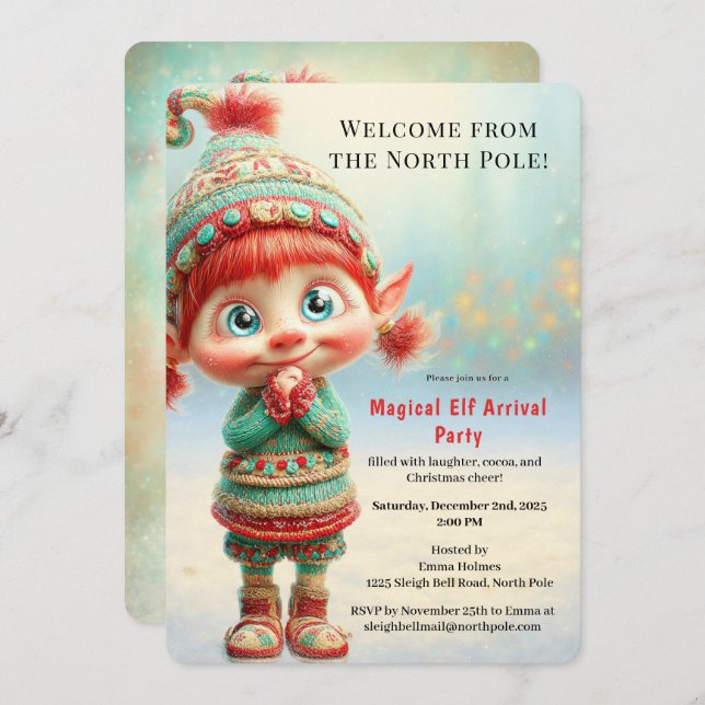 Welcome Elf Party | North Pole Arrival Celebration Invitation (Front/Back)