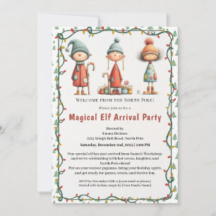 Welcome Elf Party   North Pole Arrival Celebration Invitation