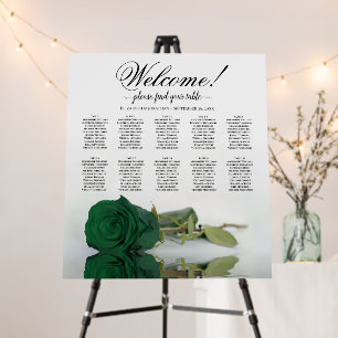 Welcome! Emerald Green Rose 10 Table Seating Chart Foam Board