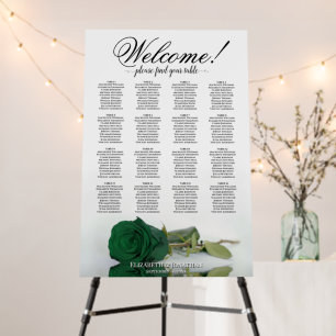Welcome! Emerald Green Rose 16 Table Seating Chart Foam Board