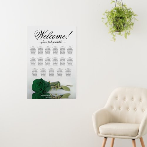 Welcome! Emerald Green Rose 17 Table Seating Chart Foam Board