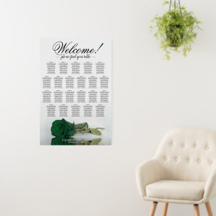 Welcome! Emerald Green Rose 22 Table Seating Chart Foam Board