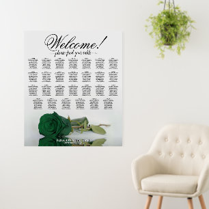 Welcome! Emerald Green Rose 27 Table Seating Chart Foam Board