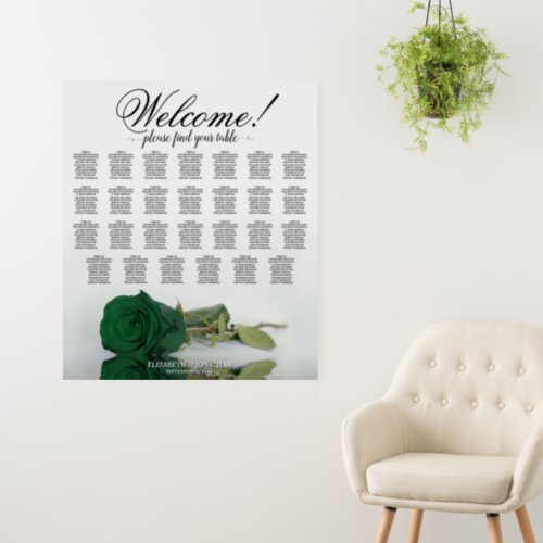 Welcome Emerald Green Rose 27 Table Seating Chart Foam Board