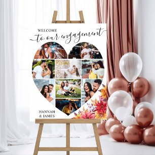 Welcome Engagement Script Heart Shape 9 Photo Foam Board