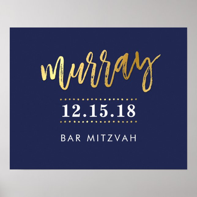 WELCOME EVENT POSTER faux gold name on navy (Front)