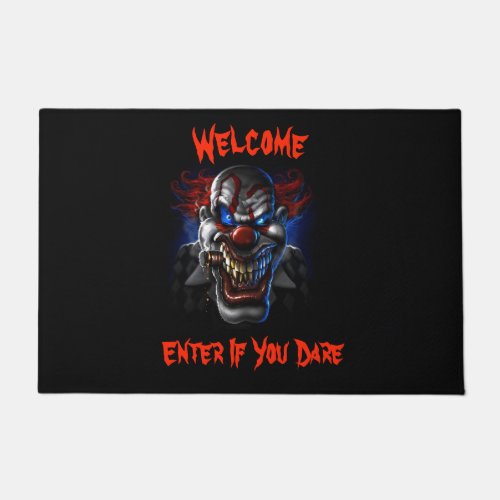 Welcome Evil Blue Eyed Clown Doormat