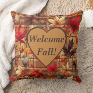 Welcome Fall! Autumn Leaves Decorative Throw Pillow