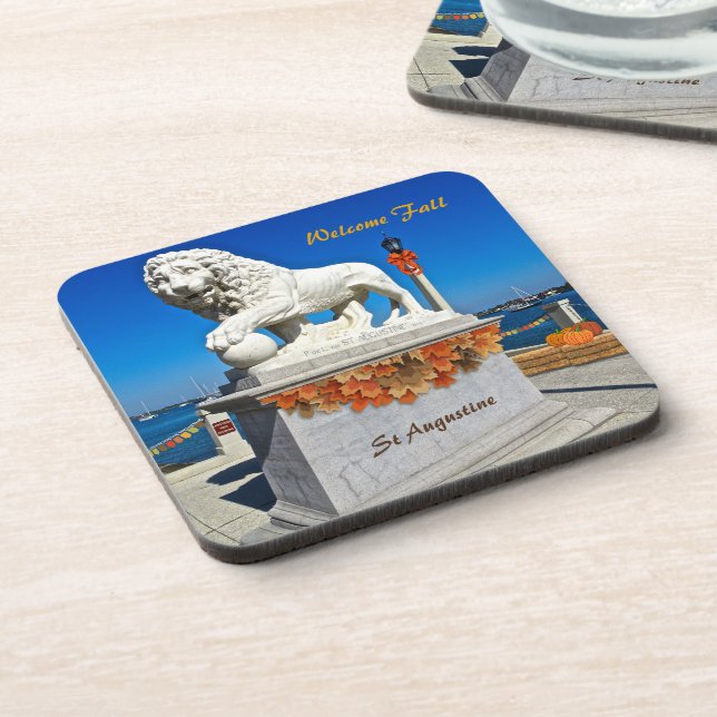 Welcome Fall Coastal St Augustine Florida Beverage Coaster (Left Side)