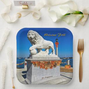 Welcome Fall Coastal St Augustine Florida Paper Plates