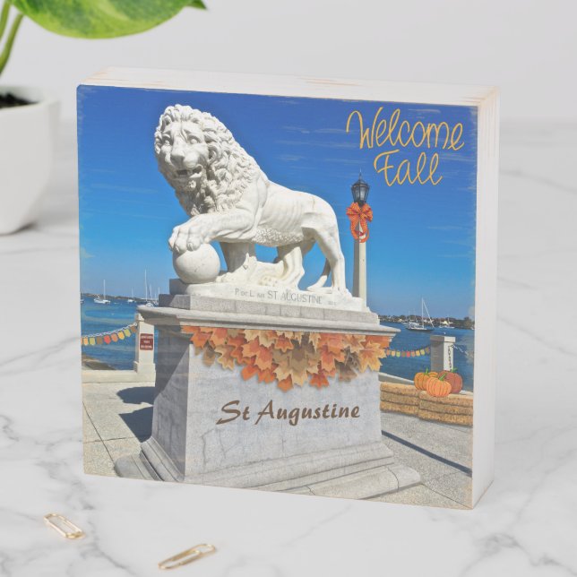 Welcome Fall Coastal St Augustine Florida Wooden Box Sign (In Situ Horizontal)