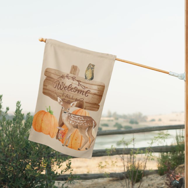 Welcome Fall Home Decor House Flag (Insitu (Back))