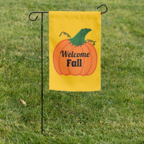 Welcome Fall Orange Pumpkin Reversible Family NAME Garden Flag