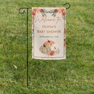 Welcome Fall Pumpkin Baby Shower Garden Flag