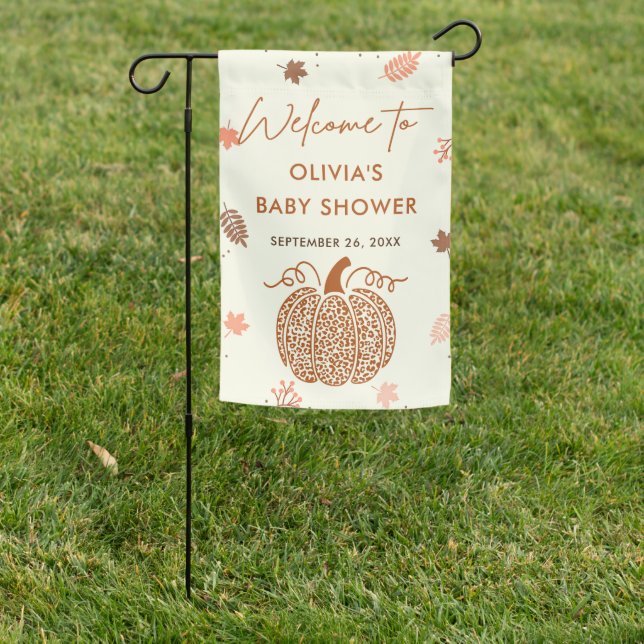 Welcome Fall Pumpkin Baby Shower Garden Flag (In SItu)