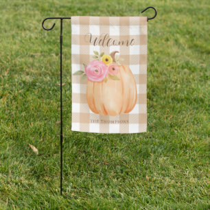 Welcome Fall Pumpkin Floral Garden Flag