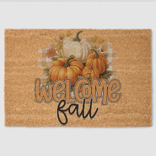 Welcome Fall: Pumpkin & Leaf Porch Fiber Doormat