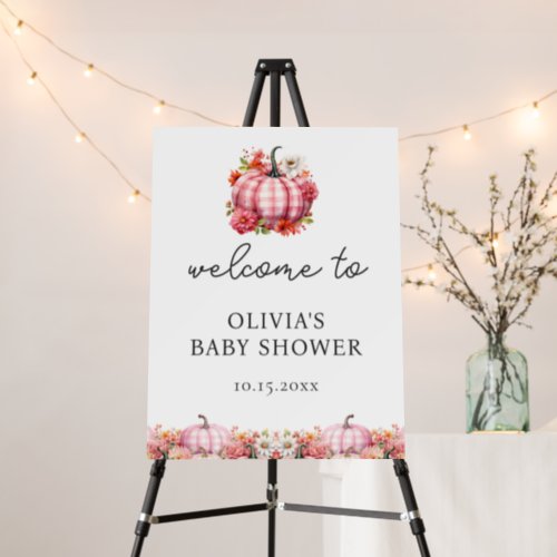 Welcome Fall Pumpkin pink baby shower  Foam Board