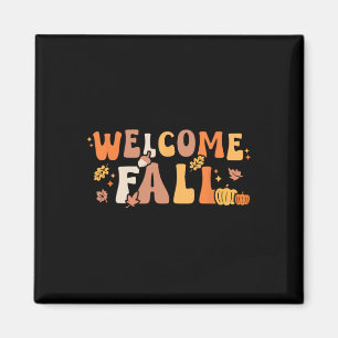 Welcome Fall Retro Hello Autumn Season Leaves Wome Magnet
