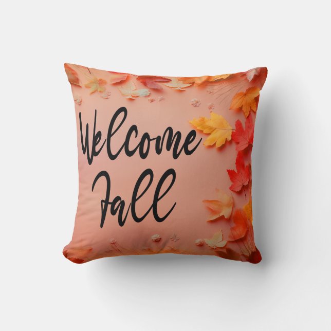 Welcome Fall - Thanksgiving Throw Pillow (Front)