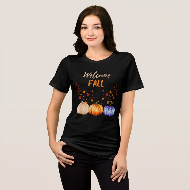 WELCOME FALL VIBES  T-Shirt Tri-Blend Shirt (Front Full)