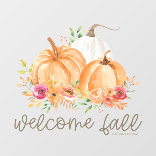 Welcome Fall Watercolor Pumpkins  GraphicLoveShop Window Cling