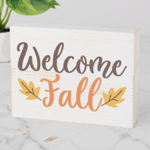 Welcome Fall Wooden Box Sign